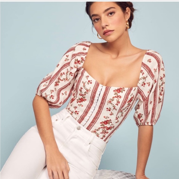Reformation Romi Linen Top, Size 4 - SOLD OUT STYLE - Picture 1 of 5